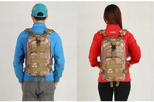 Outdoor 3P tactical backpack in desert digital camouflage with MOLLE webbing and velcro