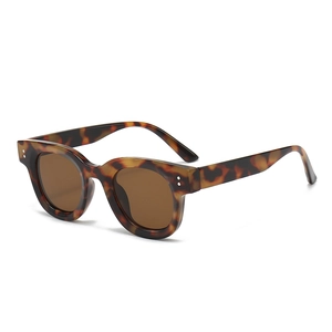 Klassische ovale Sonnenbrille in Schildpatt-Optik mit braunen Gläsern und Nieten