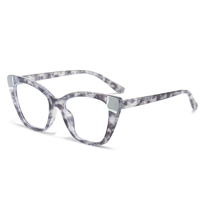 Chic cat-eye blue light blocking glasses with grey marble texture and silver accents