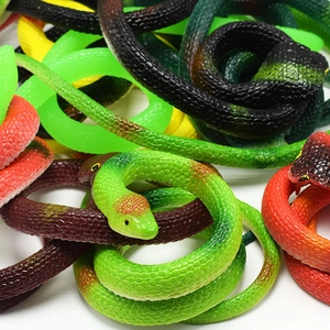 Detailed realistic TPR toy snake collection with textured scales in multiple vibrant colors