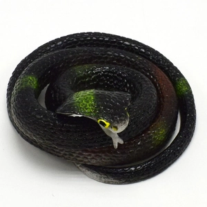 Detailed view of realistic snake scales and cobra pattern on TPR rubber prank toy snake