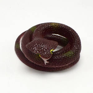 Detailed view of coiled TPR cobra toy with lifelike scale texture and brown green pattern