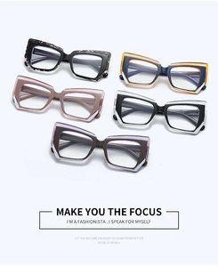 Multi-colored geometric anti-blue light glasses frames in five stylish color variations