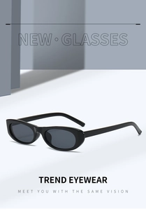 Détail de lunettes de soleil ovales noires classiques avec verres gris et monture moderne