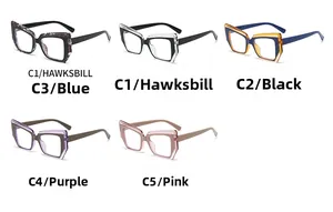 Flat lay of five polygon TR eyewear frames in tortoiseshell, black, blue, purple, and pink