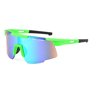 Lunettes de soleil de vélo vert fluo avec verres polarisés colorés pour le sport