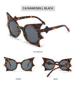 Vues détaillées de lunettes de soleil chauve-souris écailles noires et verres ronds