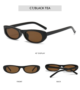 Vue multi-angle de lunettes de soleil ovales coloris Black Tea, profils avant et côté