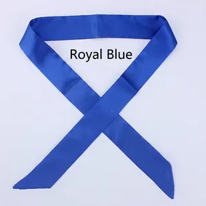 Macro shot of royal blue satin ribbon accessory with silky finish and clean edges