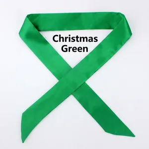 Christmas Green narrow silk scarf for handbags and neckwear decoration D94 ribbon