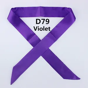 Elegant violet long skinny silk scarf for handbags made of smooth satin fabric