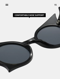 Détail du support de nez ergonomique sur les lunettes de soleil œil de chat chauve-souris noires
