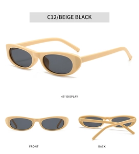 Vues multiples de lunettes de soleil œil-de-chat beige avec verres foncés et monture