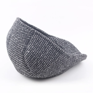 Casquette plate de style britannique en tweed pied-de-poule et laine tricotée épaisse