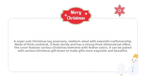 Detail showing thick cardstock texture and cartoon snowman on Christmas gift tags