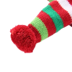 Christmas themed knitted dog scarf with red pompom detail for large dogs in winter