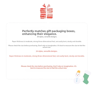 Detail showing 26 cartoon Christmas gift tag styles with festive snowman and stocking art