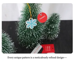 Christmas gift tags set featuring white snowflake and red 'THANKS' labels on a tree