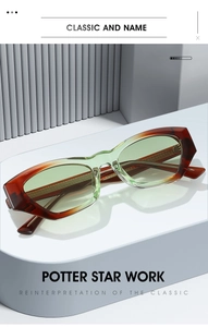 Macro shot of geometric sunglasses with tortoise and transparent green gradient frame