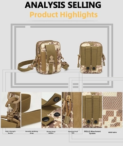 Tactical waist bag detail showing 800D fabric and MOLLE system with paracord pulls