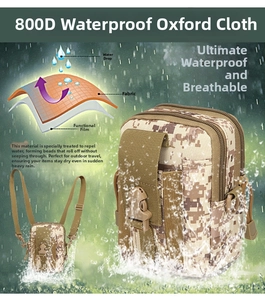 Detail of 800D waterproof camo tactical pouch showing layered fabric structure and breathability