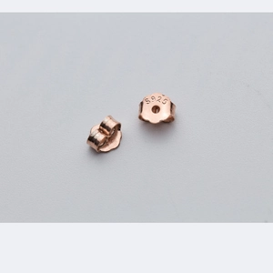 S925 sterling silver rose gold earring backs with hallmark engraving on white base