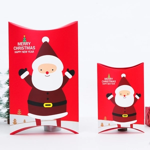 Red Christmas Santa Claus pillow boxes for candy gift packaging in two different sizes