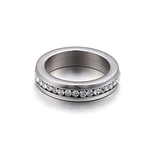 Eternity ring in silver finish with pavé set white cubic zirconia across the band