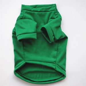 Detailed view of a green knit dog T-shirt with soft texture on a plain white background