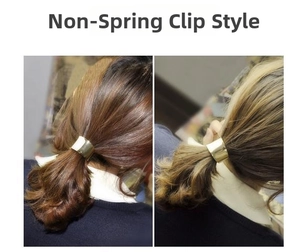 Detailed comparison of golden metal ponytail cuff hair ring on different hair colors