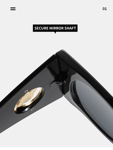 Detailed macro view of the secure mirror shaft and gold circular temple decoration