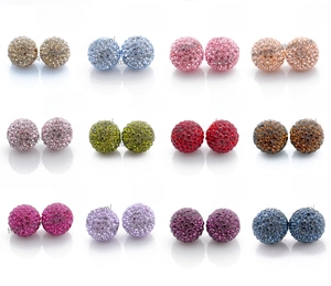 Detailed grid showing 12 colors of stainless steel rhinestone pave ball rings