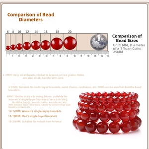 Size chart for natural morganite beads with coin reference for diameter comparison