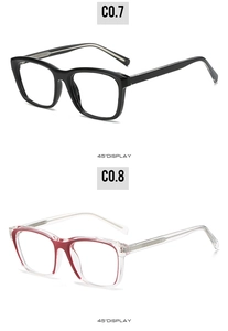 Detailed 45-degree side view of black and transparent red square frame TR90 sunglasses
