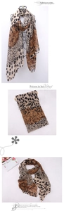 Detail of leopard print chiffon scarf showing mixed patterns and sheer lightweight fabric