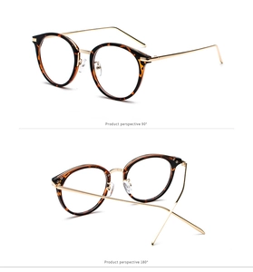 Detail view showing tortoise shell and gold frame from 90 and 180 degree angles