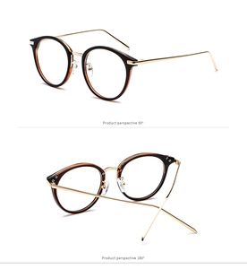 90 and 180 degree multi-angle views of round retro black and gold eyeglasses frames