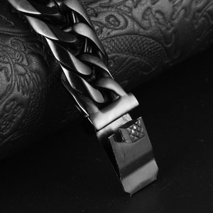 Robusto bracciale a catena barbazzale in acciaio inossidabile 316L nero con chiusura