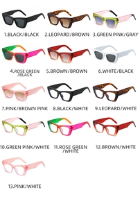 Matrice montrant treize lunettes de soleil œil de chat colorées avec montures épaisses