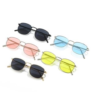 Retro rectangular metal sunglasses set with multiple lens colors in a minimal style