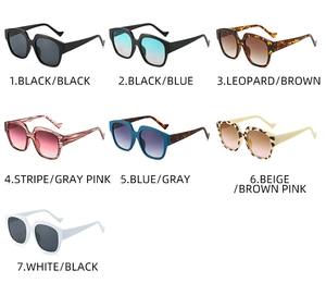 Detailed selection of retro oversized sunglasses in seven stylish color combinations