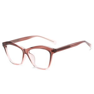 Chic cat-eye sunglasses with translucent reddish-pink gradient acetate frames for women