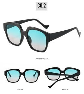 Three views of leopard print flat top sunglasses showing 45-degree angle front and back sides