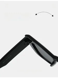 Détail de charnière et branches larges brillantes de lunettes de soleil œil de chat
