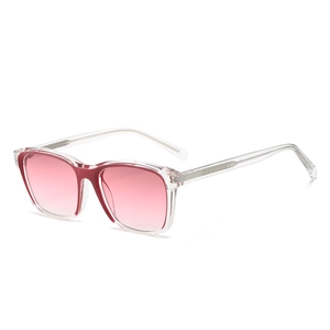 Modern TR90 square sunglasses with transparent frames and pink gradient lenses