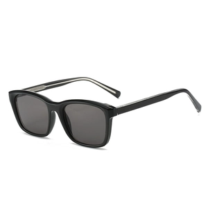 Classic square TR90 black sunglasses for women with premium polished finish and thick frame