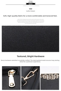 Macro view of black litchi grain leather texture and polished gold metal hardware details