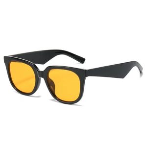 Classic square frame vintage sunglasses with olive green lenses and black frame