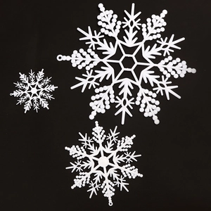 White Plastic Snowflake Ornaments Hollow Out Christmas Tree Hanging Decorations For Holiday Party Winter Scene Home Decor