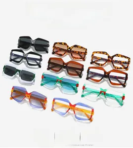 Matrix display showing stylish square oversized sunglasses in various colors and patterns